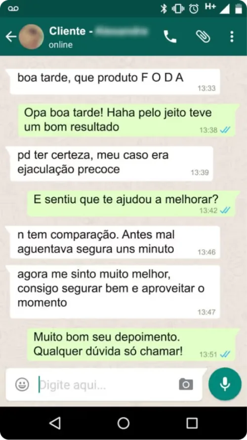 Print de conversa de cliente satisfeito